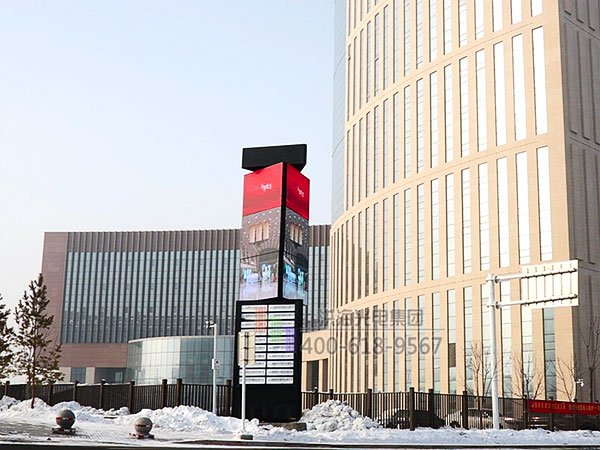 洪海旋转魔方屏LED精神堡垒绽放瑰丽北疆克拉玛依