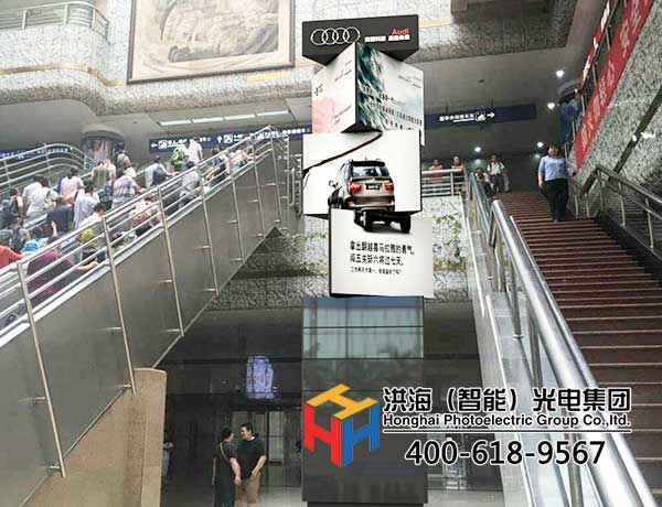 地标建筑高铁站led旋转魔方柱选择应用