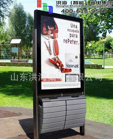 不锈钢材质广告灯箱垃圾桶优势解析