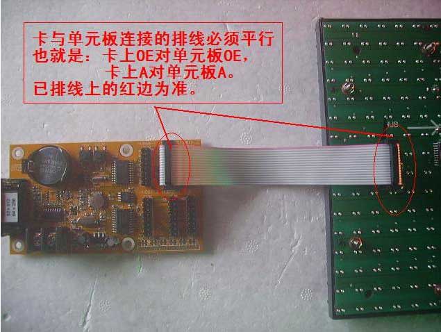 洪海广告led显示屏之控制卡与单元板排线连接图一 洪海广告led显示屏之控制卡与单元板排线连接图一